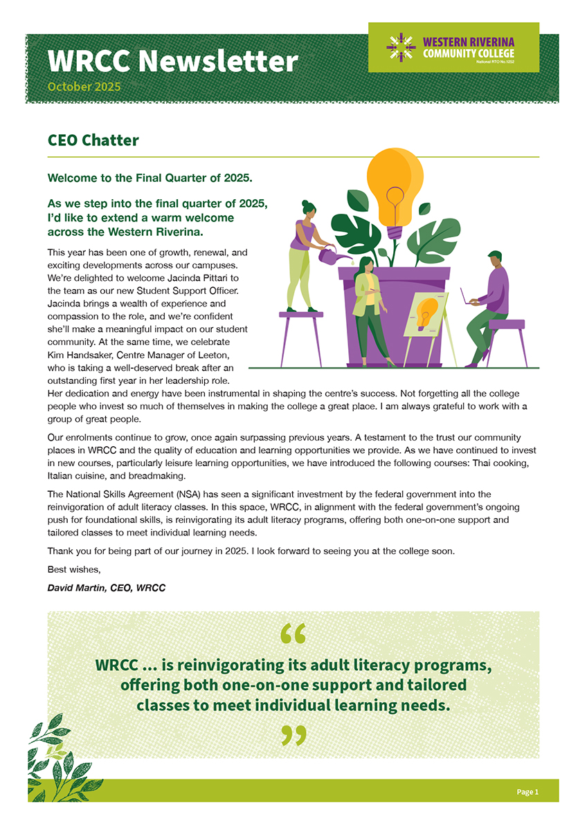 Newsletter thumbnail of page 1, October 2025 edition